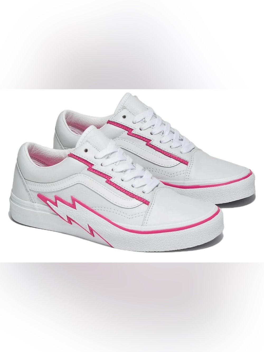 Vans Old Skool Bolt Leather Pop Pink Glow Sneaker Shoes Men's 7.5/ Women's 9